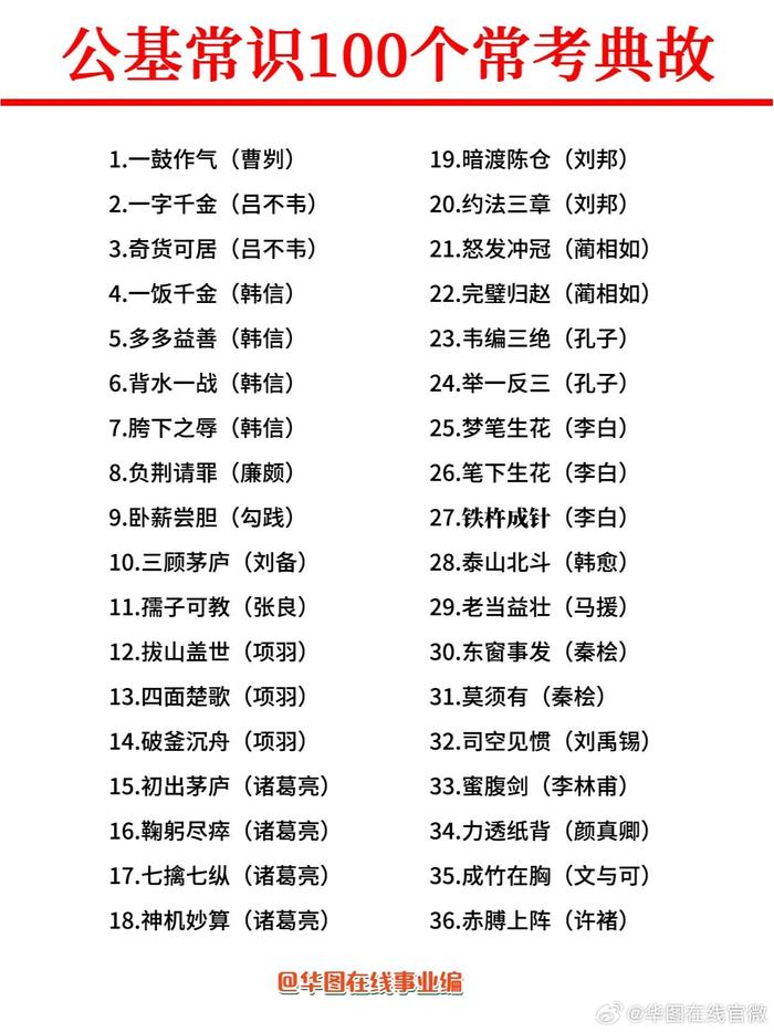 公考必备的常识知识点梳理，100个必备常识汇总